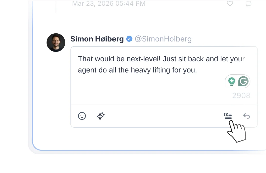 FeedHive one-click engagement actions in the social inbox