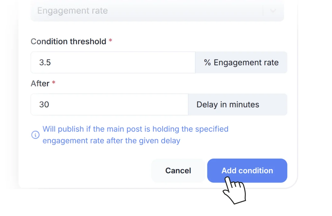 FeedHive post conditions for auto-plug and followup